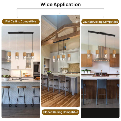 Adjustable Pendant Light Fixture In Frosted Gold Glass, Modern Farmhouse Chandelier With Four E26 Bulbs for kitchen