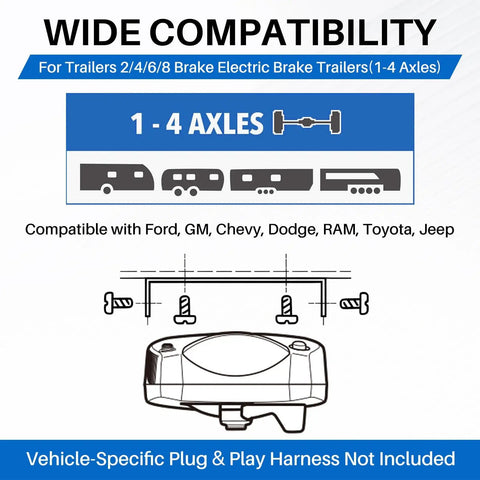 Proportional Electric Over Hydraulic Trailer Brake Controller Kit For 1-4 Axle Trailers Fits Tekonsha Prodigy P2