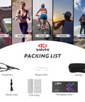 Packing list for Dope Photochromic Cycling Glasses For Men And Women Mountain Bike Sunglasses With Lens That Darkens From Clear To Gray UV Protection Lightweight MTB Riding Eyewear Durable Frame, showing included accessories.