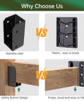 Comparison of heavy duty stainless steel deck railing bracket with plastic bracket, showing secure mounting for safe rail systems.
