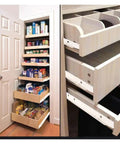 Full Extension Telescopic Drawer Slides For Cabinets And Desks in pantry, heavy-duty ball bearing tracks, smooth operation.