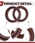 Brown FKM rotary shaft oil seal 35x45x10mm, 2-pack, detailed view
