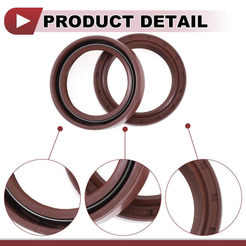 Brown FKM rotary shaft oil seal 35x45x10mm, 2-pack, detailed view