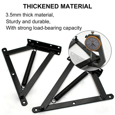 Heavy Duty Bench Seat Hinges With Spring Lift Up Mechanism For Storage Sofa Bed Ottoman Toy Box Chest And Furniture Storage Hardware In Black Steel Tough As Nails Build