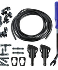 Pro Grade 22 Piece Windshield Washer Hose Assembly With Heavy Duty Fluid Lines And Durable Nozzles Plus Every Connector Needed To Keep Your Ride Spraying Clean Rain Or Shine, includes fittings, clips, and hose.