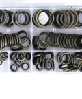 Heavy Duty 110 Piece Metal Bonded Oil Seal Washers Kit With High Temp Rubber O Rings, Self Centering Lip, And Storage Box