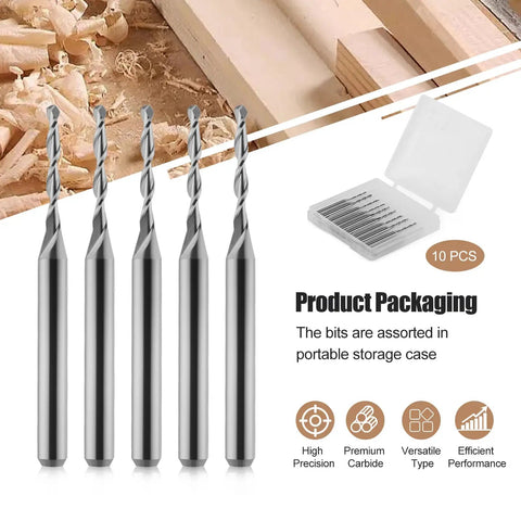Top Tier Carbide Ball Nose End Mills With Dual Flutes For Smooth Cnc Routing And Precise Engraving On Wood Pvc Mdf Hardwood Built Tough One Eighth Shank With Sixteenth In Cut Diameter Pack Of Ten in storage case.