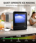 Portable Countertop Nugget Ice Maker Produces Thirty Five Pounds Of Fresh Pebble Ice Daily With Lightning Fast Five Minute Cycles, compact design.