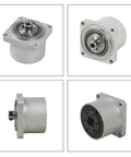 Ultra Compact Harmonic Gearbox Reducer 50 to 1 for Robotic Arms, multiple angles showcasing flange output and precise design.