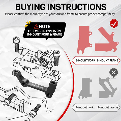 Disc Brake Caliper Mount Adapter IS To PM Front 160 To 203mm And Rear 160 To 180mm installation guide with B-Mount diagram