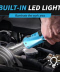 Cordless Ratchet Wrench Set With 16.8V Beefy Power 45 Ft Lbs Torque 550 RPM Dual Cooling Extended Run Time Heavy Duty Build Includes 2x 2Ah Batteries One Quarter Inch Adapter 3 Inch Extension Bar Variable Speed Electric Tool Kit In Blue, built-in LED light in engine bay