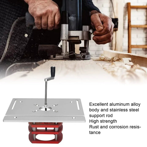 Heavy Duty Manual Lifting Router Table Kit With Rock Solid Aluminum Steel Base Plug And Play Woodworking Workstation for precision cutting.