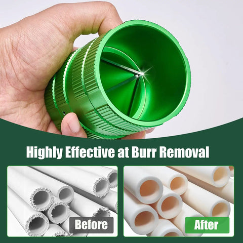 Person holding Beefy 4 Blade Pipe Reamer Tool for Deburring Inner and Outer Edges Fits 1/4 to 1-5/8 Inch tubing
