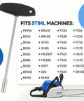 9 Inch 8mm T Handle Socket Wrench For Stihl Chainsaws Brushcutters Blowers And Hedge Trimmers Heavy Duty Replacement Part 5910 890 2420 5910 890 2420 Fits Many Models, shown with Stihl fit list