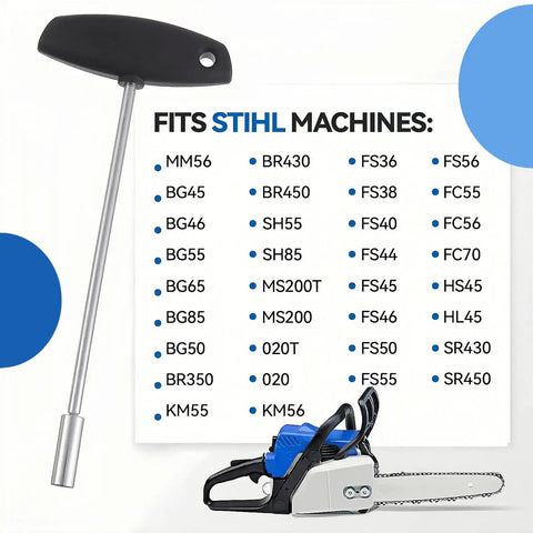 9 Inch 8mm T Handle Socket Wrench For Stihl Chainsaws Brushcutters Blowers And Hedge Trimmers Heavy Duty Replacement Part 5910 890 2420 5910 890 2420 Fits Many Models, shown with Stihl fit list