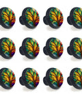 Stained Glass Tree Of Life Cabinet Knobs, 12 Pack, Colorful Kitchen And Home Decor in vibrant stained glass design