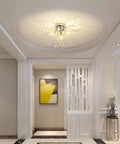 4 Light Crystal Sputnik Ceiling Fixture Chrome Finish Semi Flush Mount For Bedroom Kitchen Hallway Entryway And Bathroom