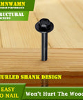 Heavy Duty Wood Screws Pack Of 50 Size 14 By 6 Inches With Hex Head And Hex Socket Black Alloy Steel visible on wood surface