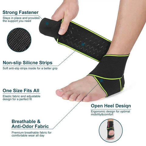Breathable Ankle Support Brace For Active Lifestyles Unisex Adjustable Stabilizer with nonslip silicone strips and open heel design