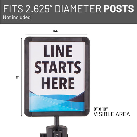 Sign Holder With Plexiglass Covers For Stanchions Compatible With Chain Boss And Sentry Posts Holds 8 By 11 Inch Signage