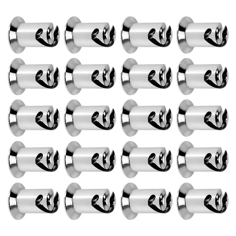 7/16 Inch Stainless Steel Quarter Turn Dzus Button Fasteners Point Five Inch Grip featuring polished chrome finishes in a 20 pack.