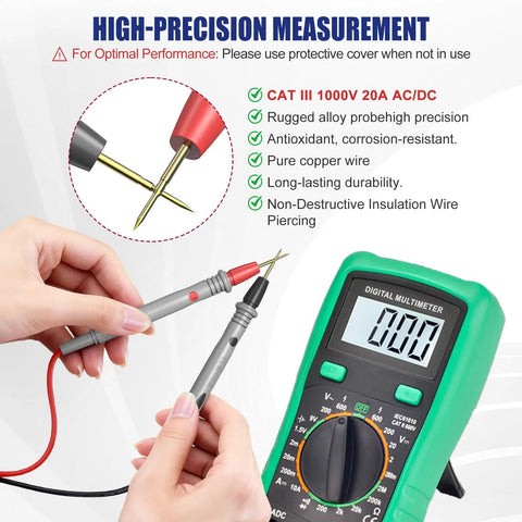 Close-up of Pro Multimeter Test Leads Set with Ultra Sharp Gold Plated Probes 40.5 Inch Silicone Meter Leads 1000V 20A