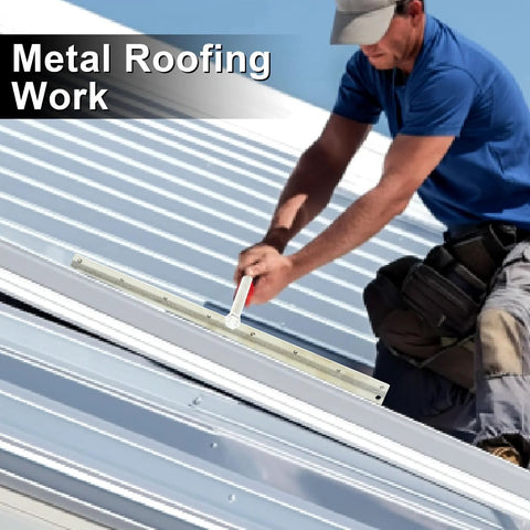 Sheet Metal Folding Hemming Tool For Standing Seam Roof Panels And HVAC Ducts, 15.25 Inch Metal Bender in use by roof professional