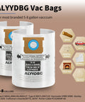 10 Pack 5 to 8 Gallon Vacuum Filter Bags Type E And Type H Replacement Dust Bags For Vacuums With 2.5 Inch Nozzle