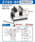 Kickass Heavy Duty Pneumatic Turntable Fixture Built Tough For Four And Five Axis Machining Centers With A Rock Solid Self Centering Vise And Concentric Flat Nose Jaws ZY60 80 with clamping jaws and wrench dimensions.
