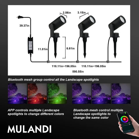 Lit Smart RGBW Color Changing Landscape Lighting Kit 3 Pack Outdoor Spotlight Set With App Control Waterproof Yard Lights display