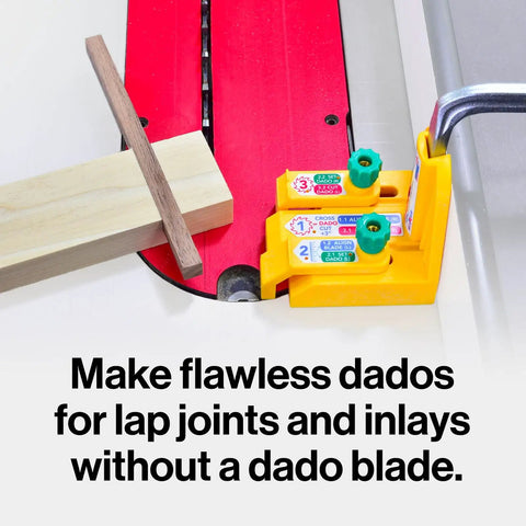 FitFinder One Half Gauge And Matchfit Dado Stop Pro Kit Bundle for woodworking beside a table saw setup