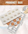 All In One Pasta Making Tools Set For Home Cooks, 14 Piece Ravioli Mold Kit shown with mold dimensions and close-up of ravioli.