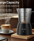 17 Ounce Electric Milk Frother And Steamer With Stainless Steel Jug 4 In 1 Hot And Cold Foam Maker next to cappuccino cup