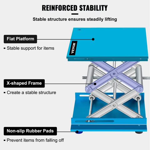 Beefy Heavy Duty Aluminum Lab Jack Stand 8x8 Inch Lifting Platform 88 Lb Capacity Scissor Lift For Laboratory Work Rust Resistant