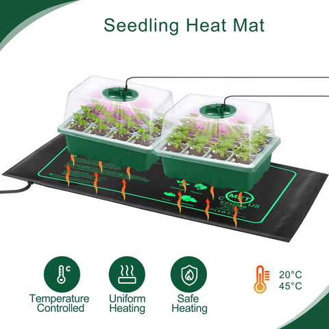 Six Pack Seed Starter Tray Kit With Grow Light And Seedling Heat Mat, 72 Cell Trays With Humidity Dome Base And USB Cable, Easy No Fuss Germination Propagation Kit For Home Gardeners
