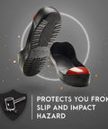 Heavy Duty Steel Toe Overshoes Delivering Tough As Nails Protection On Rough Job Sites Quick Slip On Safety Footwear with red top