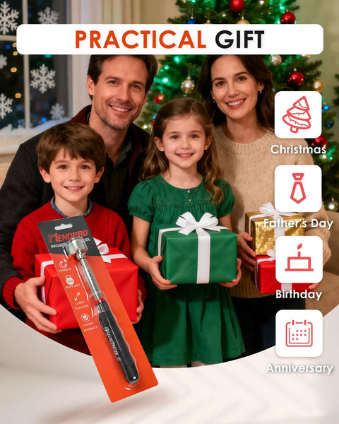 Family holding gifts with Telescoping And Extendable Magnetic Pickup Tool With 32 Inch Reach And 16 Lb Neodymium Magnet