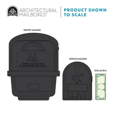 Top Shelf Heavy Duty Double Wall Plastic Mailbox And Post Kit With Dual Access size comparison with a dollar bill.