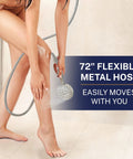 Solid Metal 3 Spray Handheld Shower Head With Long Hose And Holder Chrome Finish 2.5 GPM High Pressure Shower Head