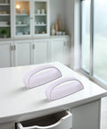 Two Pack White Adhesive Handles Self Stick Wardrobe And Cabinet Pulls on white table in modern kitchen