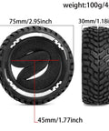 4 Piece RC Drift Tires Upgrade For One Tenth Scale RC Cars, Slick On Road Tread, Side Profile, Dimensions Shown