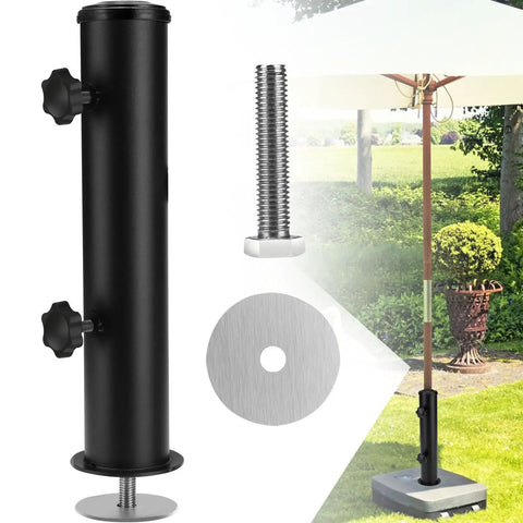 Universal Granite Umbrella Tube Base For Outdoor Use Sturdy Stone Stand With Stainless Sleeve Heavy Duty Stake Holder