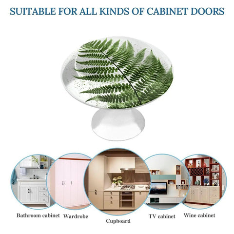 Fern Leaf Cabinet Knobs 2 Pack Round Drawer Pulls For Kitchen Dresser Closet Cupboard Stainless Steel Hardware Easy Install