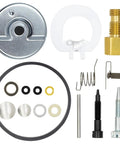 Pro Grade Carburetor Rebuild Kit With Float Bowl For Tecumseh And Coleman Generators And Snow Blowers, parts laid out.