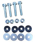 No Wobble 4 Bolt Heavy Duty Wheel Chock Kit For Motorcycles And Dirt Bikes 5.5 Inch Wide Powder Coated Steel 1 Inch Tube Construction Durable Easy To Use 2 Pack visible hardware components, including bolts and washers.