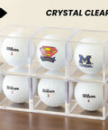 Clear Golf Ball Cube Display Case Six Pack For 360 Degree View, Dust Proof Acrylic Ball Holders with branded golf balls inside