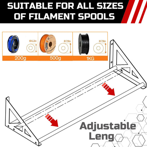 Heavy Duty Wall Mount 3D Printer Filament Storage Rack Two Pack Large Capacity Metal Spool Holders Badass Space Saver Organizer For Clutter Free Studio Workflow