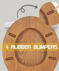 Round Wooden Toilet Seat With Metal Hinges Fits American Standard Toilets Easy To Install, 4 rubber bumpers detail view