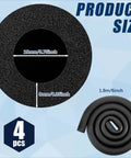 Cross-section view of Four Pack 6 Ft Foam Pipe Insulation Tubing Three Quarter Inch ID Black Pool Noodle Cover with dimensions