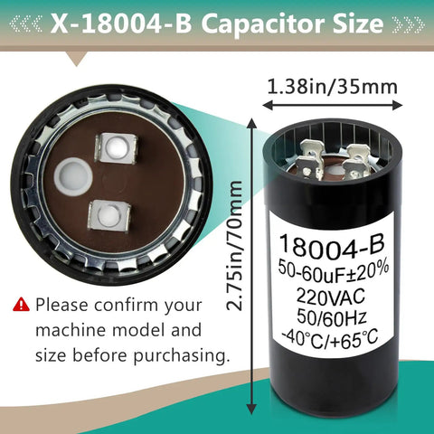 Starting Capacitor Replacement For 1/3 HP Garage Door Opener 50/60 UF 220V AC Black No Nonsense Fit For 18004B And 18004-B Openers Easy Install Durable Performance Residential Use